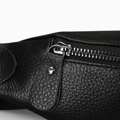 Sacoche bandoulière en cuir pour homme, modèle Horizon, format ceinture avec zip, couleur marron, fermeture zippée