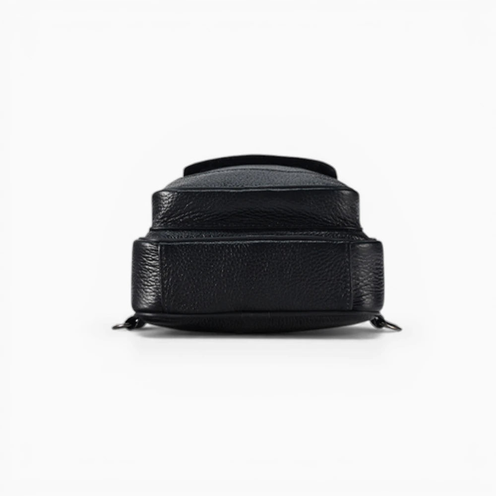 Sacoche bandoulière homme en cuir Prestige avec poche zippée, noir vue de dessous