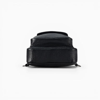 Sacoche bandoulière homme en cuir Prestige avec poche zippée, noir vue de dessous
