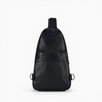 Sacoche bandoulière homme en cuir Prestige avec poche zippée, noir vue de dos