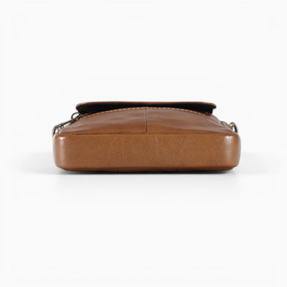 Sacoche bandoulière homme en cuir Élégance Cuir, avec rabat et poche zippée, vue de dessous