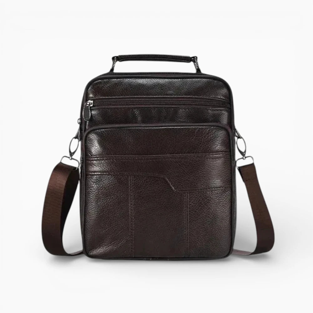 Sacoche bandoulière homme cuir marron modèle Alliance vue de face