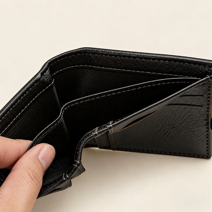 Compartiment pour billets du portefeuille Julien en cuir végan noir