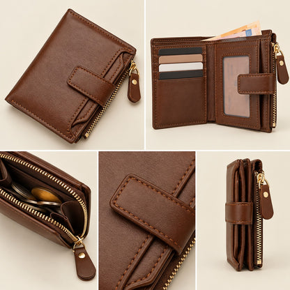 Détails du portefeuille Julien marron en cuir végan