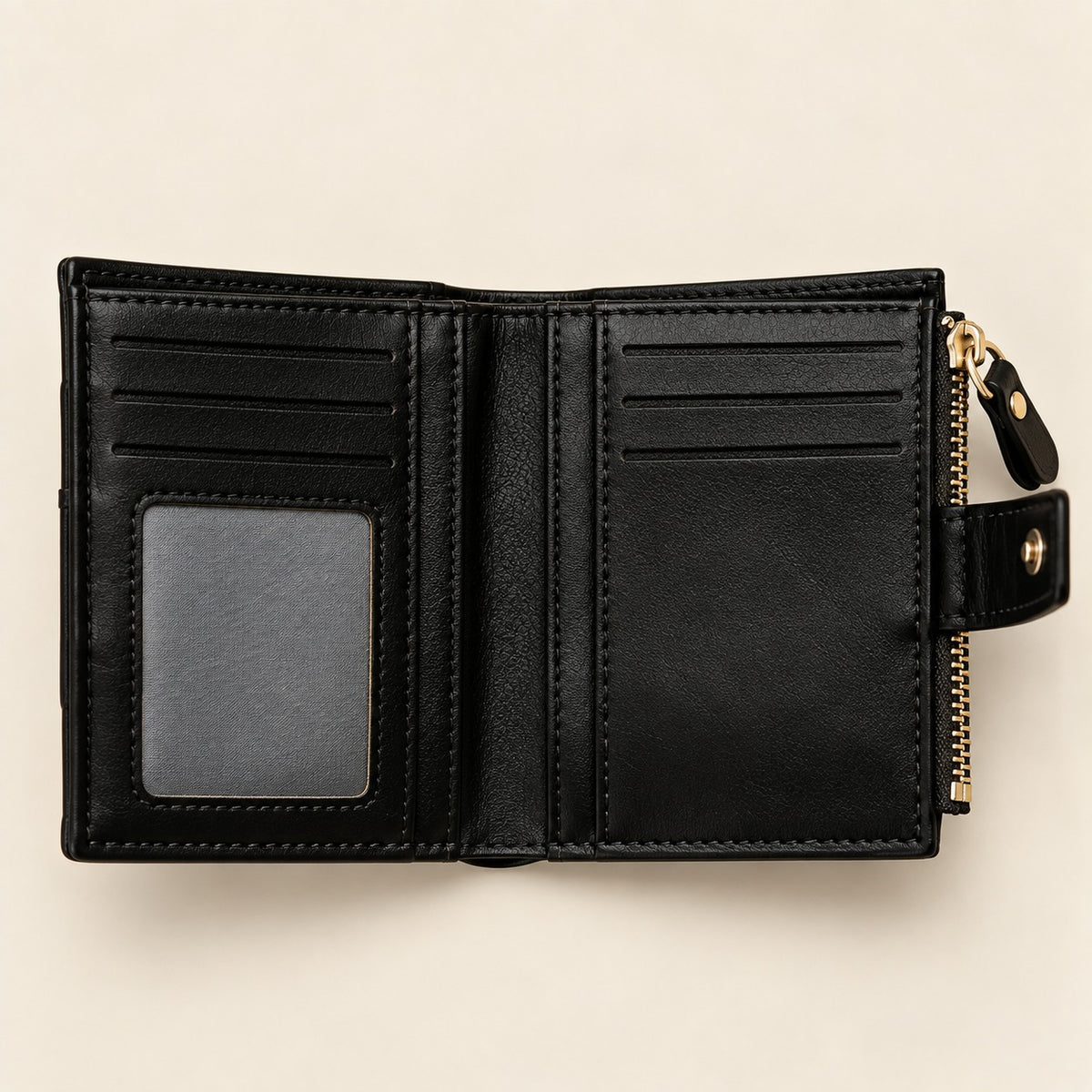 Intérieur du portefeuille Julien en cuir végan noir