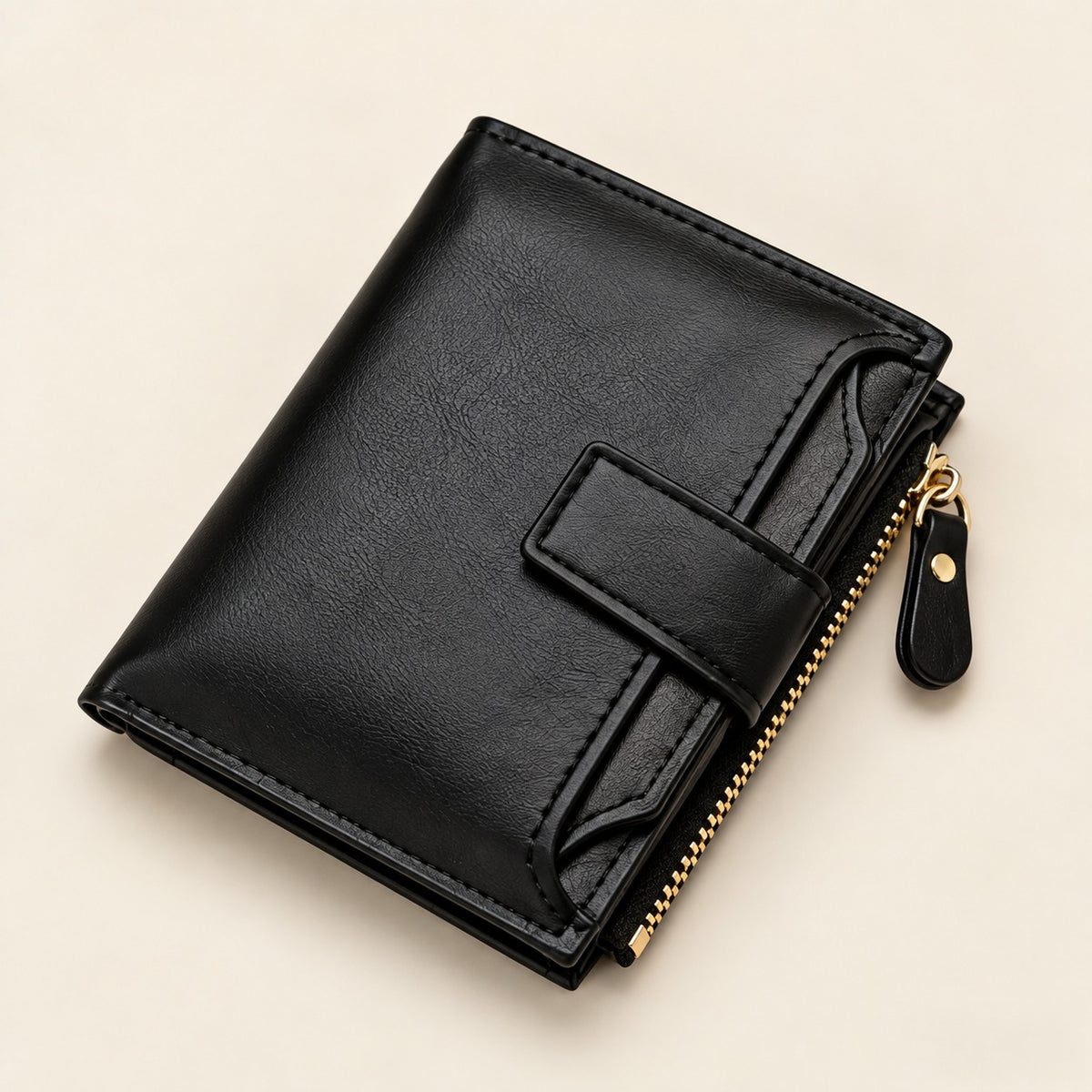Portefeuille homme Julien en cuir végan noir, vue de face