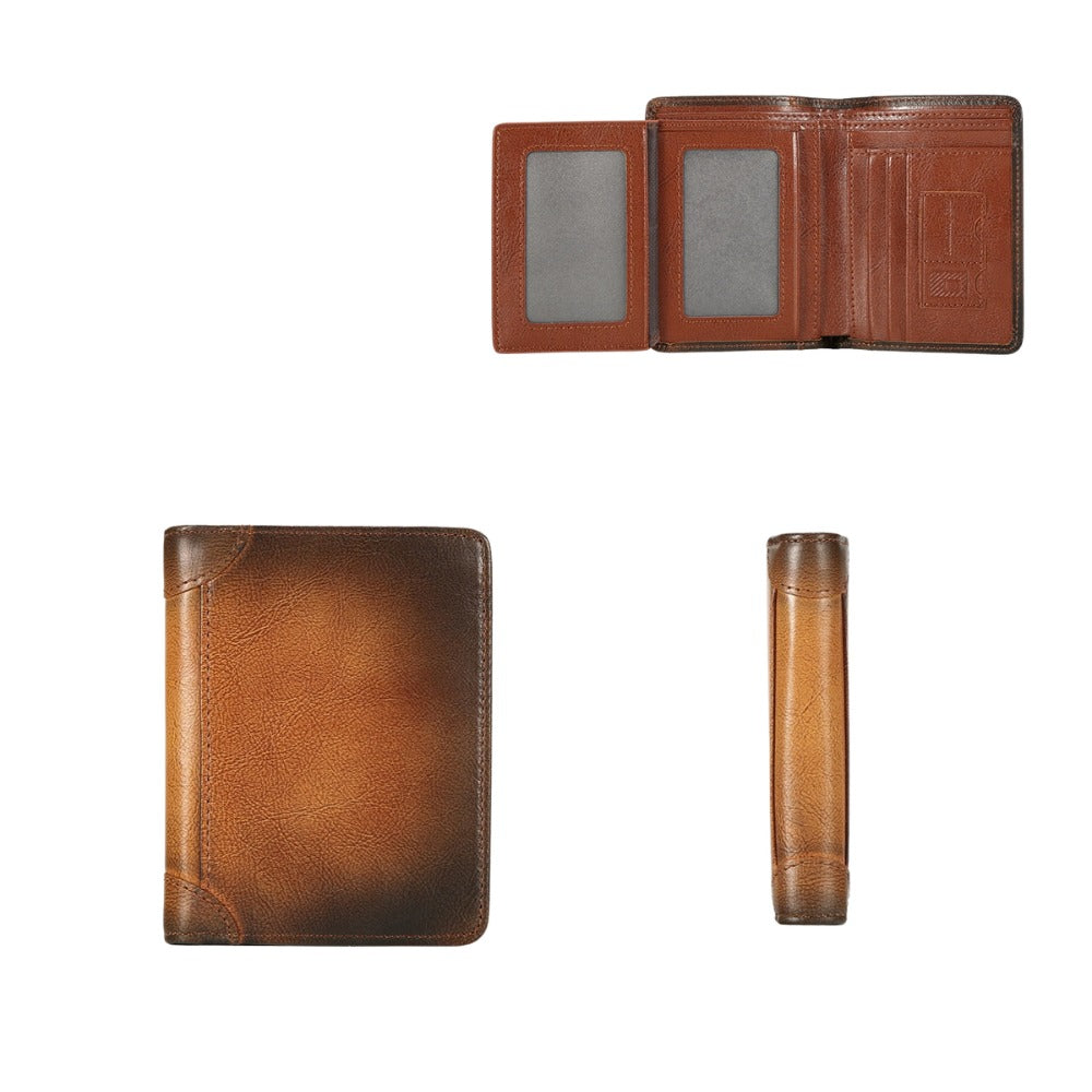 Portefeuille Louis ouvert et fermé, rangements intérieurs et profil