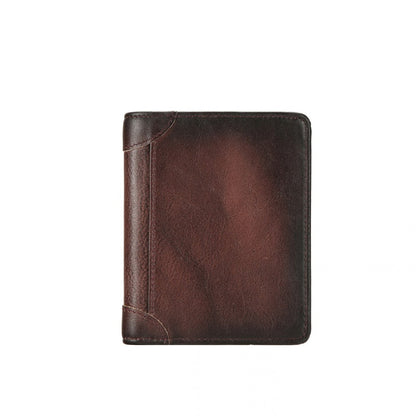 Portefeuille Louis en cuir véritable marron foncé, vue de face