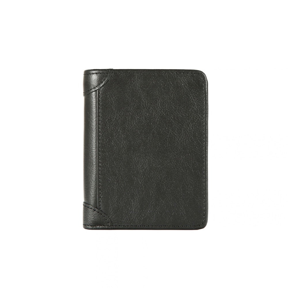 Portefeuille Louis en cuir véritable noir, vue de face