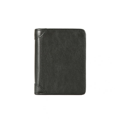 Portefeuille Louis en cuir véritable noir, vue de face