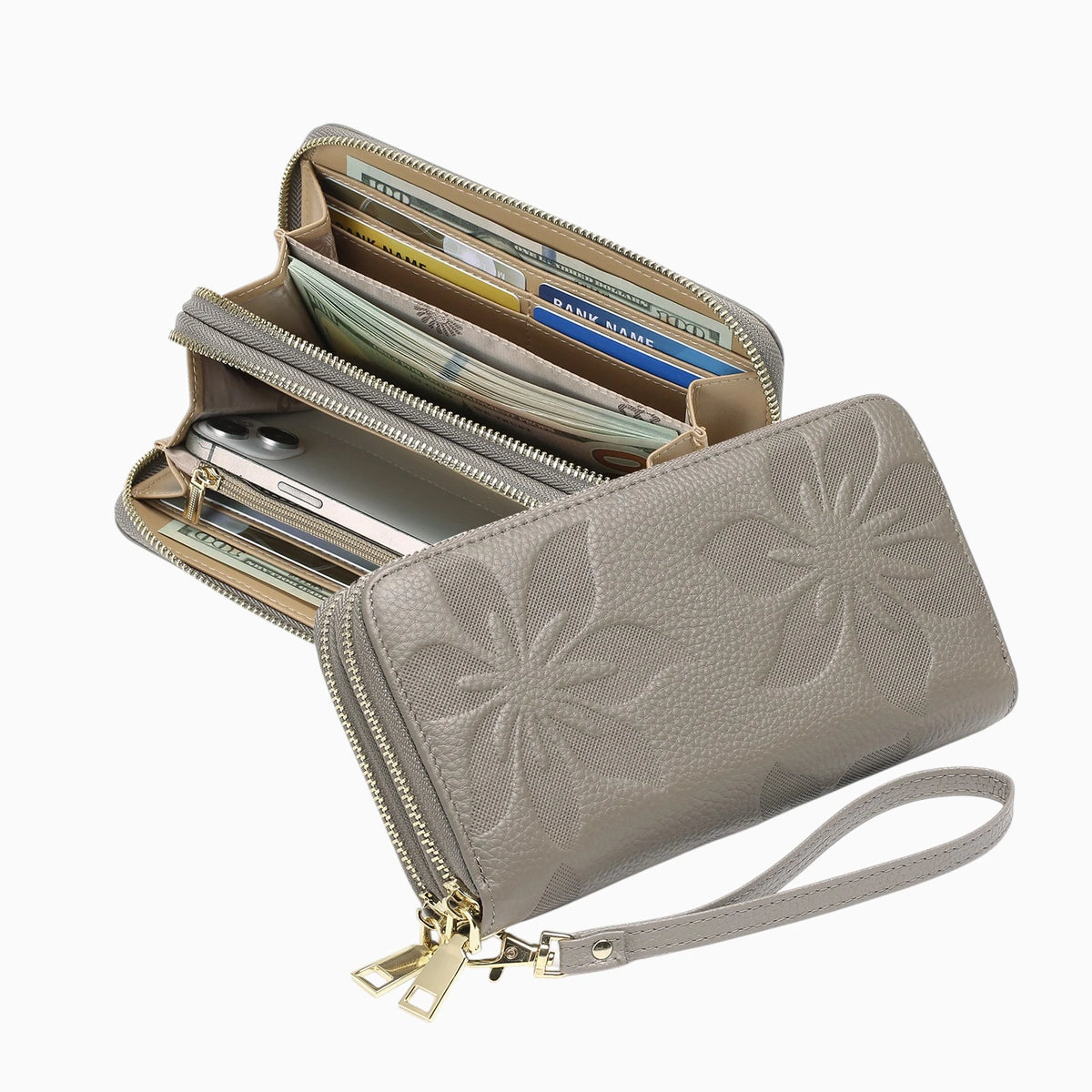 portefeuille femme cuir gris 