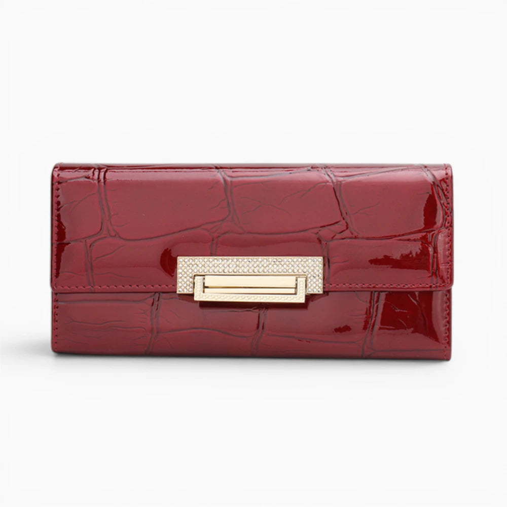 Portefeuille femme en cuir rouge avec fermeture élégante