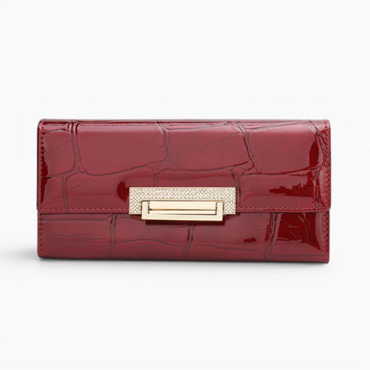 Portefeuille femme en cuir rouge avec fermeture élégante