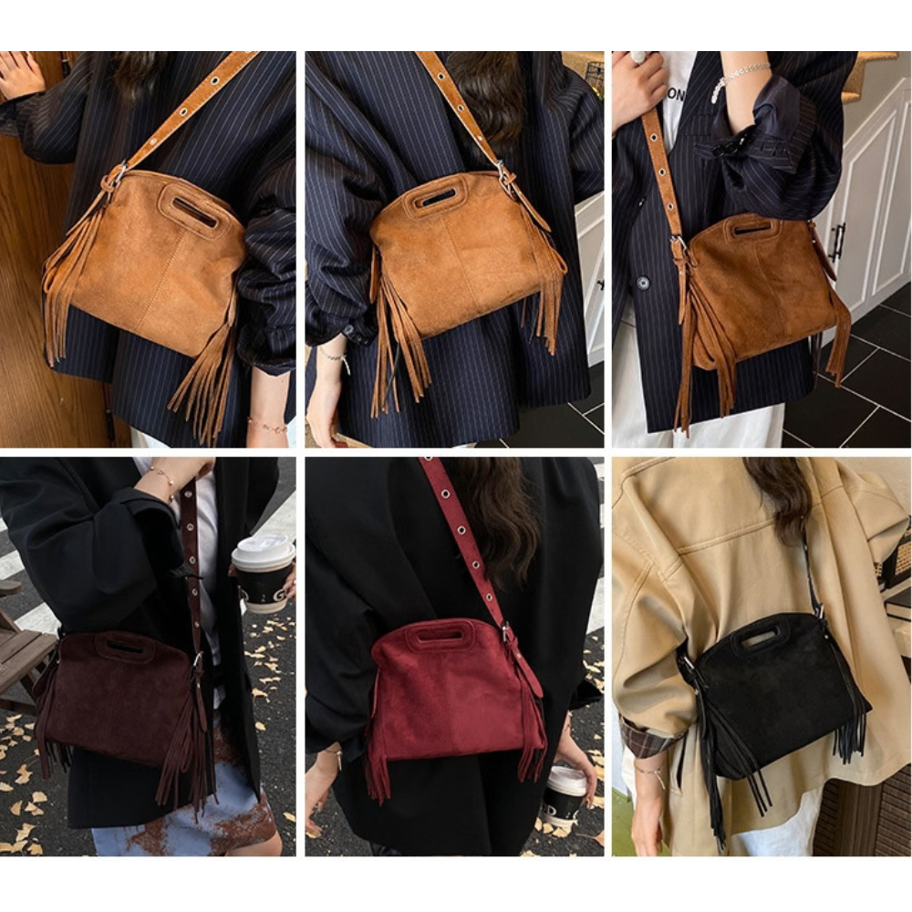 Différentes façons de porter le sac Solène à franges